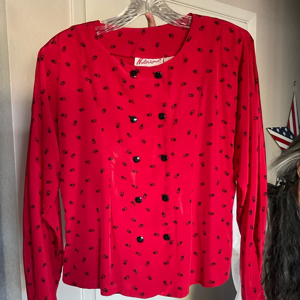 Red women’s top. Double breasted top